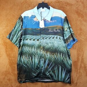 BLUE SKY INN Mens Shirt Large Blue Button Up Casual AGAVE Landscape Sky $325